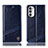 Leather Case Stands Flip Cover Holder H09P for Motorola MOTO G52 Blue