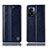 Leather Case Stands Flip Cover Holder H09P for OnePlus Nord N300 5G Blue