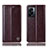 Leather Case Stands Flip Cover Holder H09P for OnePlus Nord N300 5G Brown