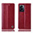 Leather Case Stands Flip Cover Holder H09P for OnePlus Nord N300 5G Red