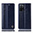 Leather Case Stands Flip Cover Holder H09P for Oppo A55 5G Blue