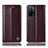 Leather Case Stands Flip Cover Holder H09P for Oppo A55 5G Brown