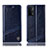 Leather Case Stands Flip Cover Holder H09P for Oppo A74 5G Blue