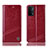 Leather Case Stands Flip Cover Holder H09P for Oppo A74 5G Red