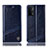 Leather Case Stands Flip Cover Holder H09P for Oppo A93 5G Blue