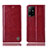 Leather Case Stands Flip Cover Holder H09P for Oppo A94 5G Red