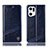 Leather Case Stands Flip Cover Holder H09P for Oppo Find X5 5G Blue
