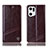 Leather Case Stands Flip Cover Holder H09P for Oppo Find X5 5G Brown