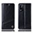 Leather Case Stands Flip Cover Holder H09P for Oppo K9X 5G Black