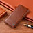 Leather Case Stands Flip Cover Holder H09P for Vivo iQOO U3 5G Light Brown