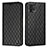 Leather Case Stands Flip Cover Holder H09X for Motorola Moto G72 Black