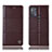 Leather Case Stands Flip Cover Holder H10P for Motorola Moto G50 Brown