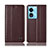 Leather Case Stands Flip Cover Holder H10P for Oppo A1x 5G Brown