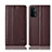 Leather Case Stands Flip Cover Holder H10P for Oppo A54 5G Brown