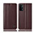 Leather Case Stands Flip Cover Holder H10P for Oppo A74 5G Brown