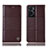 Leather Case Stands Flip Cover Holder H10P for Oppo A76 Brown