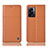 Leather Case Stands Flip Cover Holder H10P for Oppo A77 5G Orange