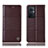 Leather Case Stands Flip Cover Holder H10P for Oppo A96 5G Brown