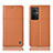 Leather Case Stands Flip Cover Holder H10P for Oppo A96 5G Orange