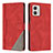 Leather Case Stands Flip Cover Holder H10X for Motorola Moto G53 5G Red