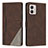 Leather Case Stands Flip Cover Holder H10X for Motorola Moto G53j 5G Brown