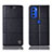 Leather Case Stands Flip Cover Holder H11P for Motorola Moto G51 5G Black
