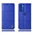 Leather Case Stands Flip Cover Holder H11P for Motorola Moto G51 5G Blue