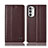 Leather Case Stands Flip Cover Holder H11P for Motorola Moto G71s 5G Brown