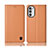 Leather Case Stands Flip Cover Holder H11P for Motorola Moto G71s 5G Orange