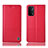 Leather Case Stands Flip Cover Holder H11P for Oppo A74 5G Red