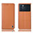 Leather Case Stands Flip Cover Holder H11P for Oppo K9 Pro 5G Orange