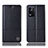 Leather Case Stands Flip Cover Holder H11P for Oppo K9X 5G Black