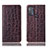 Leather Case Stands Flip Cover Holder H16P for Motorola Moto G50 Brown