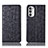Leather Case Stands Flip Cover Holder H16P for Motorola MOTO G52 Black