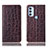 Leather Case Stands Flip Cover Holder H16P for Motorola Moto G71 5G Brown