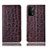 Leather Case Stands Flip Cover Holder H16P for OnePlus Nord N200 5G Brown