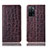 Leather Case Stands Flip Cover Holder H16P for Oppo A53s 5G Brown