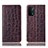 Leather Case Stands Flip Cover Holder H16P for Oppo A54 5G Brown