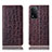 Leather Case Stands Flip Cover Holder H16P for Oppo A93s 5G Brown