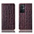 Leather Case Stands Flip Cover Holder H16P for Oppo F21 Pro 5G Brown