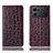 Leather Case Stands Flip Cover Holder H16P for Oppo K10 5G Brown