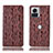 Leather Case Stands Flip Cover Holder H17P for Motorola Moto Edge 30 Ultra 5G Brown