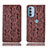 Leather Case Stands Flip Cover Holder H17P for Motorola Moto G41 Brown