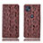 Leather Case Stands Flip Cover Holder H17P for Motorola Moto G50 5G Brown