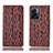 Leather Case Stands Flip Cover Holder H17P for OnePlus Nord N300 5G Brown