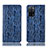 Leather Case Stands Flip Cover Holder H17P for Oppo A53s 5G Blue