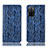 Leather Case Stands Flip Cover Holder H17P for Oppo A55S 5G Blue