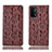Leather Case Stands Flip Cover Holder H17P for Oppo A74 5G Brown