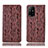 Leather Case Stands Flip Cover Holder H17P for Oppo A94 5G Brown