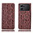 Leather Case Stands Flip Cover Holder H17P for Oppo K10 5G Brown